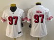 Women Nike San Francisco 49ers #97 Nick Bosa white throwback Color Rush Limited Jersey-BD