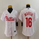 Women Nike Philadelphia Phillies #16 Brandon Marsh white majestic baseball jerseys 01