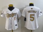 Youth 2025 Nike Dodgers #5 Freddie Freeman white gold fashion majestic baseball jerseys