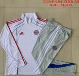 2025-2026 Bayern Munich white gray soccer uniforms with Long Trousers B2556