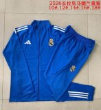 2025-2026 Real Madri blue kid Soccer jackets with Long Trousers E25140