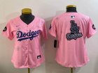 Women 2025 Nike Los Angeles Dodgers blank pink fashion majestic baseball jerseys Sakura plate 03