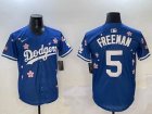 2025 Nike Los Angeles Dodgers #5 Freddie Freeman blue fashion majestic baseball jerseys Sakura plate 01