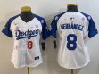 Women 2025 Nike Los Angeles Dodgers #8 Enrique Hernandez white blue fashion majestic baseball jerseys Sakura plate