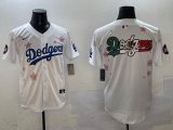 2025 Nike Los Angeles Dodgers blank white fashion majestic baseball jerseys Sakura plate 02