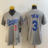 Women Los Angeles Dodgers Chris Taylor gray majestic baseball jersey