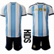 2026 World Cup Argentina Team white skyblue kid soccer jerseys home