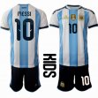 2026 World Cup Argentina Team #10 MESSI white skyblue kid soccer jerseys home