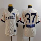 Youth Los Angeles Dodgers #37 Enrique Hernandez Nike Cream 2024 City Connect Limited Player Jersey