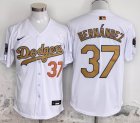 2025 Champions Los Angeles Dodgers #37 Enrique Hernandez white gold majestic baseball Jersey-YC