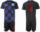 2018 World Cup Croatia team #4 PERISIC black blue soccer jerseys away