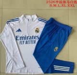 2025-2026 Real Madrid Club Club white blue soccer uniforms with Long Trousers B2568