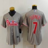 Youth Nike Philadelphia Phillies #7 Trea Turner gray baseball jerseys 01