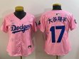 Youth 2025 Nike Los Angeles Dodgers #17 Shohei Ohtani pink fashion majestic baseball jerseys Sakura plate 01