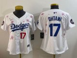 Women 2025 Nike Los Angeles Dodgers #17 Shohei Ohtani white fashion majestic baseball jerseys Sakura plate