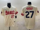 Nike Los Angeles Angels #27 Mike Trout beige majestic baseball jerseys city version-BD 03