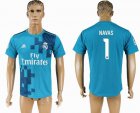 2017-2018 Real Madrid #1 NAVAS Thailand version blue soccer jersey away