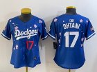 Youth 2025 Nike Los Angeles Dodgers #17 Shohei Ohtani blue fashion majestic baseball jerseys Sakura plate