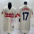 Nike Los Angeles Angels #17 Shohei Ohtani beige majestic baseball jerseys city version-BD 02