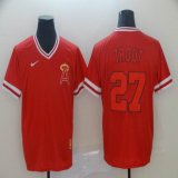 Nike Los Angeles Angels #27 Mike Trout red throwback baseball jersey-BD