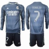 2025-2026 Real Madrid club #7 RONALDO blue long sleeves soccer jerseys away