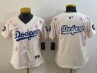 Women 2025 Nike Los Angeles Dodgers beige majestic baseball jerseys Sakura plate 02