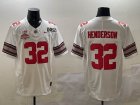Ohio State Buckeyes #32 Treveyon Henderson white college football jerseys with 2025 championship patch