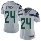 Women Seattle Seahawks 24# Marshawn Lynch gray Color Rush Limited Jersey