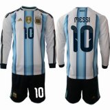 2026 World Cup Argentina Team #10 MESSI white skyblue black long sleeves soccer jerseys home