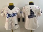 Women 2025 Nike Los Angeles Dodgers beige majestic baseball jerseys Sakura plate 03