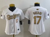 Youth 2025 Nike Dodgers #17 Shohei Ohtani white gold fashion majestic baseball jerseys 01